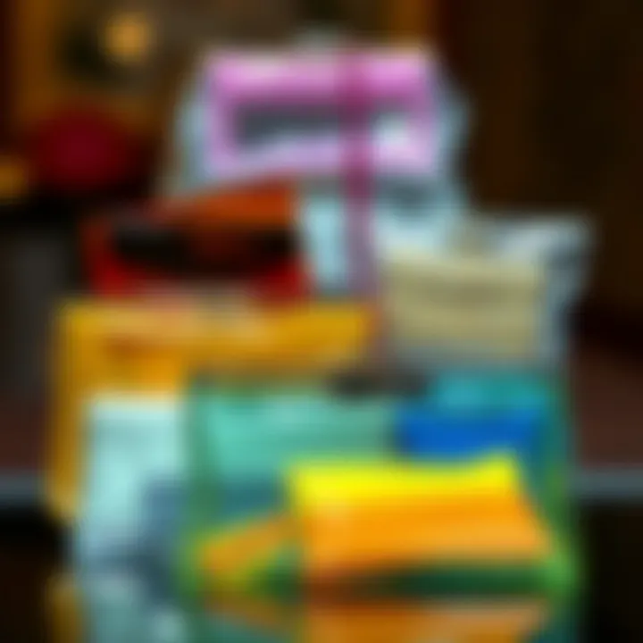 Collection of transparent clutches in various colors and styles