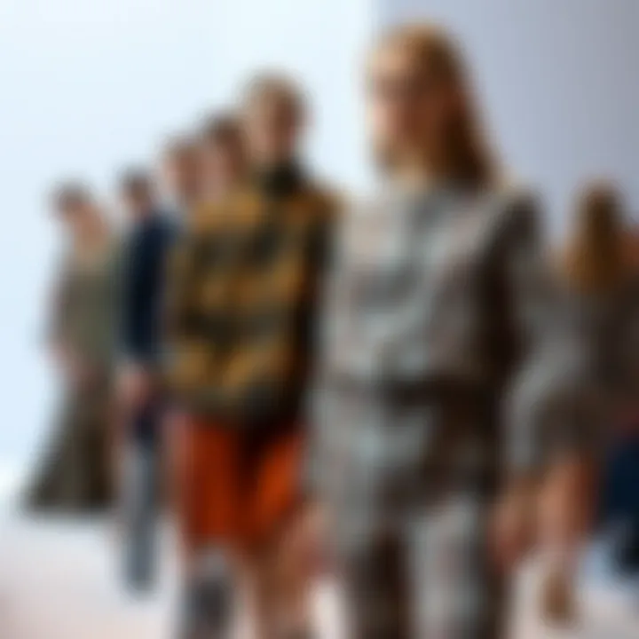 Fashion runway featuring contemporary designs using tweed jersey