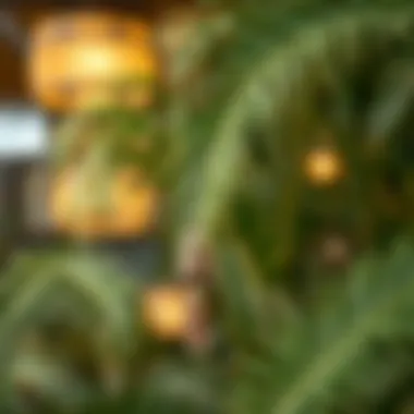 Artistic representation of cultural motifs using artificial palm thatch.