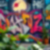 Vibrant urban graffiti mural showcasing intricate designs