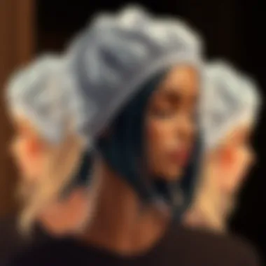 Diverse hair types covered with sleep caps