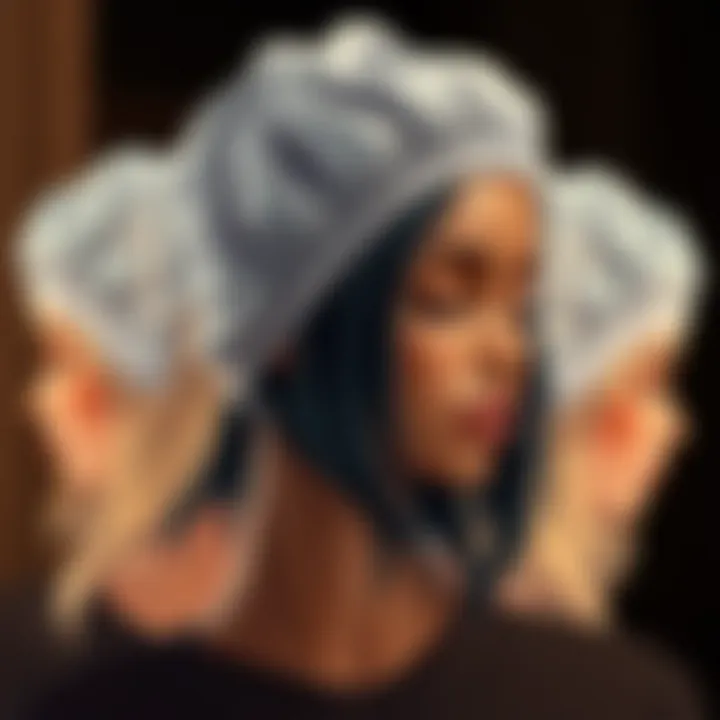 Diverse hair types covered with sleep caps