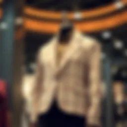 Elegant light plaid jacket displayed on a mannequin