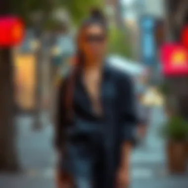 Creative ensemble featuring a long side slit shirt paired with modern attire