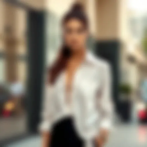 Elegant long side slit shirt styled with accessories