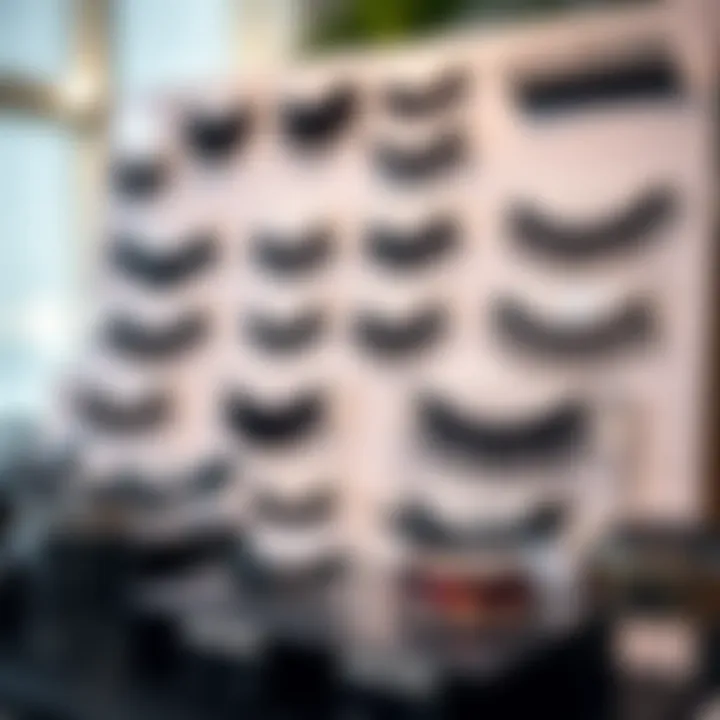 Elegant display of various self-adhesive lash strips