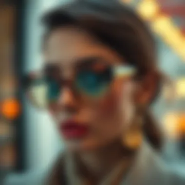 Artistic representation of nose glasses holders in fashion context