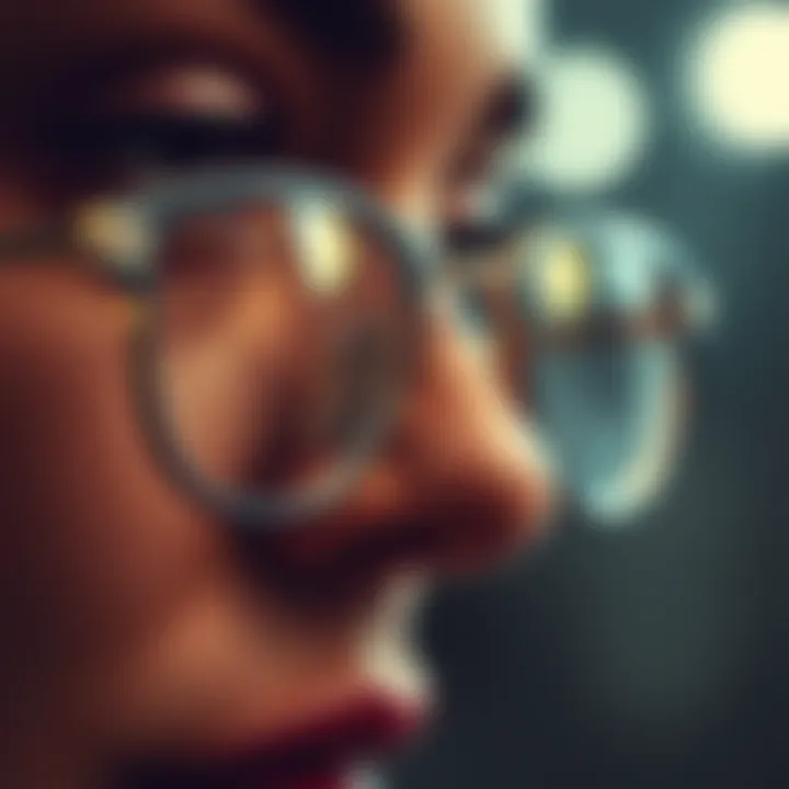 Close-up of a nose glasses holder featuring intricate design details