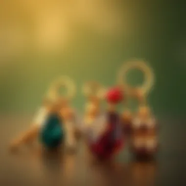 Elegant keychain designs showcasing various materials