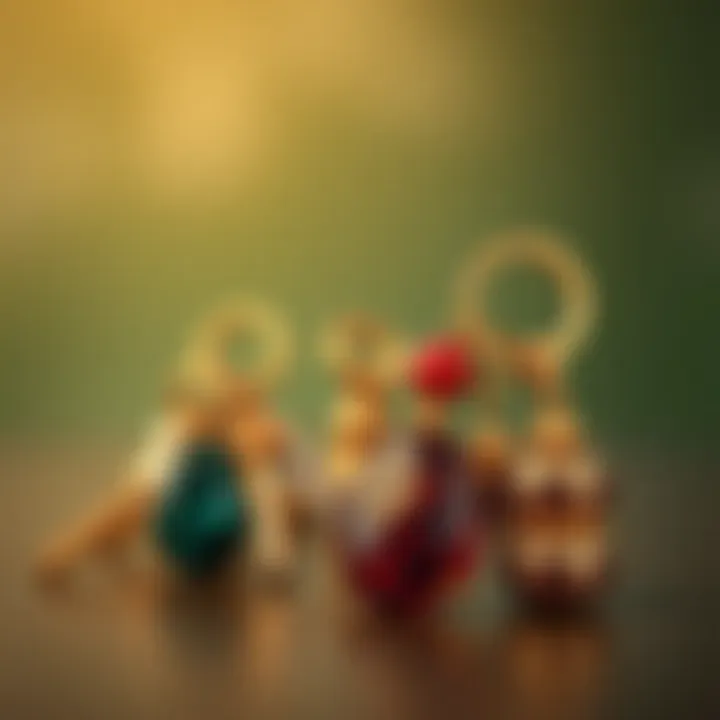 Elegant keychain designs showcasing various materials