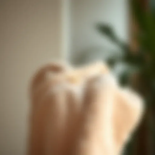 A luxurious hair towel with button fastening, showcasing modern design.