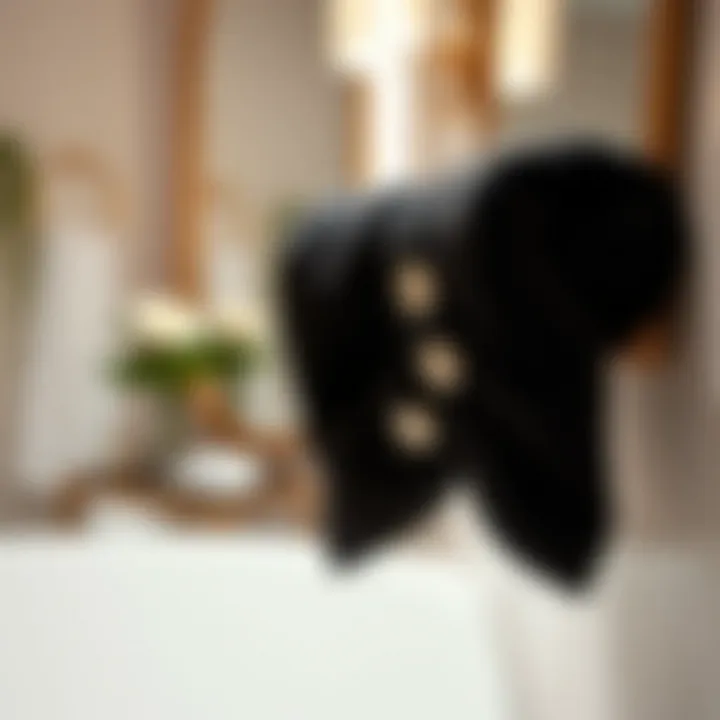 Stylish hair towel in a chic bathroom setting.