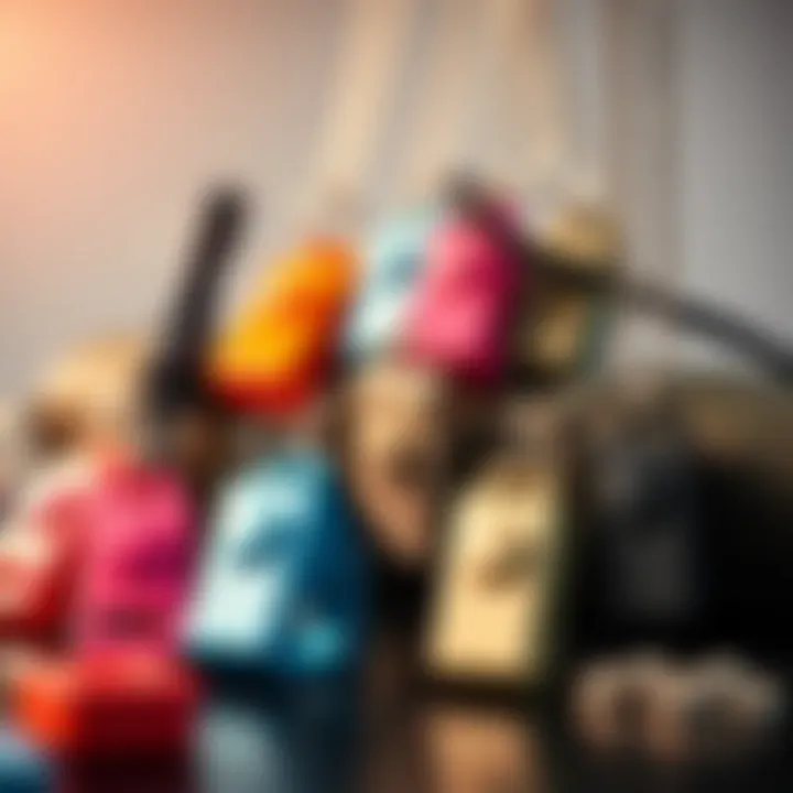 A variety of emergency whistle necklaces displayed in a fashion-forward arrangement