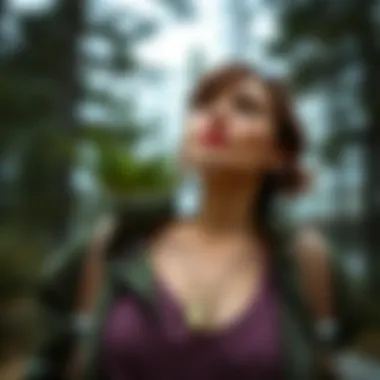 Emergency whistle necklace worn as an accessory in an outdoor setting