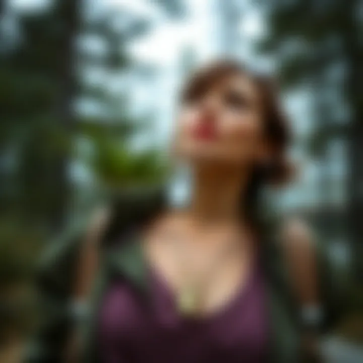 Emergency whistle necklace worn as an accessory in an outdoor setting