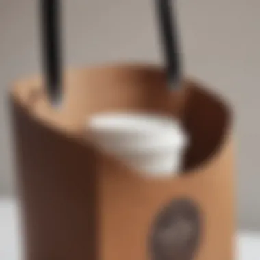 Innovative Design of Coffee Cup Holder Close-up of a tote bag featuring a coffee cup holder with modern design elements