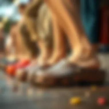 A historical collage of bubble clogs through different eras, demonstrating their evolution.