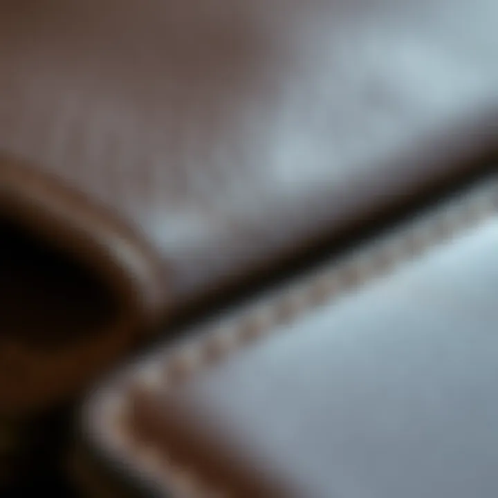 Close-up of the materials used in glove box wallets, emphasizing texture and quality