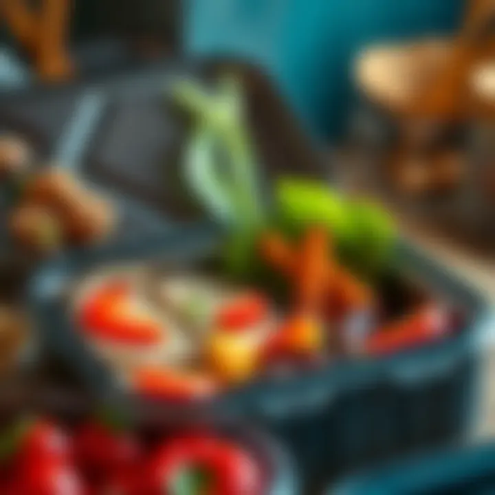 Healthy meals stored in a thermal lunch box