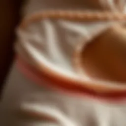 Close-up view of a gusset in lingerie, showcasing intricate stitching and fabric texture