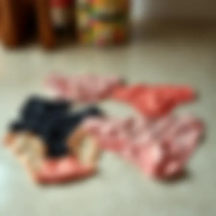 A comparison of different styles of gusset panties laid out flat on a surface