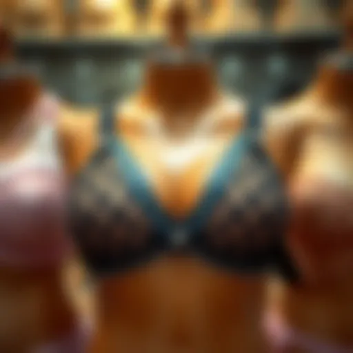 Diverse styles of super size bras displayed elegantly