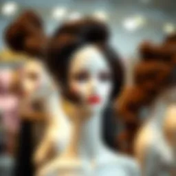 Stylish mannequin head showcasing various hair designs