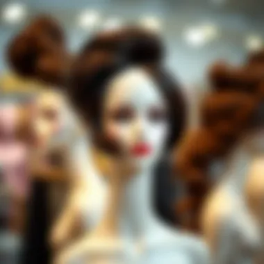 Stylish mannequin head showcasing various hair designs