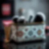 Elegant zippered makeup brush case showcasing intricate design.